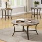 Marble-Like Round Top & Metal Base Modern 3Pc Coffee Table Set