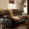 Espresso Fabric Contemporary Living Room w/Faux Leather Base