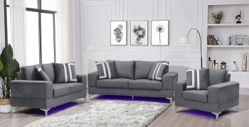 U98 Sofa & Loveseat Set in Gray Velvet by Global w/Options [GFS-U98 Gray]