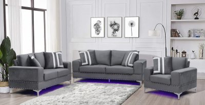 U98 Sofa & Loveseat Set in Gray Velvet by Global w/Options