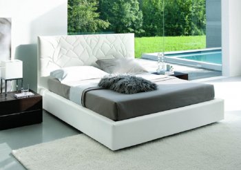 Lily Bed in White Eco-Leather by J&M w/Options [JMB-Lily White]