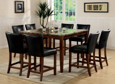 Rich Cherry Finish Dinette W/Marble Like Veneer Table Top