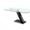 Clear Glass Extendable Top & Metal Base Modern Dining Table