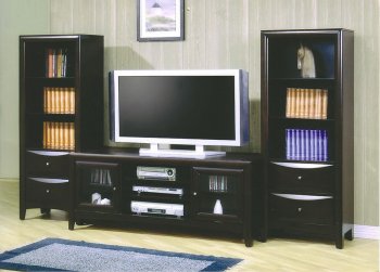 Deep Cappuccino Finish Modern TV Stand W/Framed Glass Doors [CRTV-412-700290]