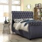 Dakota Bed in Grey Velvet Fabric by Meridian w/Options