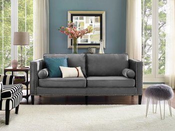 Cooper Sofa TOV-S29 in Grey Velvet Fabric by TOV Furniture [TVS-TOV-S29-Cooper Grey]