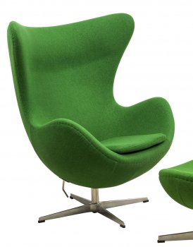 Egg Lounge Chair EG35GW in Green Wool by LeisureMod w/Options [LMCC-EG35GW-Egg Green]