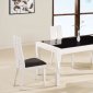 White Lacquer Finish Modern 5Pc Dinette Set W/Black Glass Top