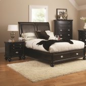 Black Finish Transitional Bedroom w/Optional Casegoods