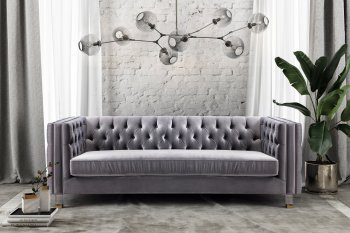 Rimini Sofa TOV-L4113 in Grey Velvet Fabric by TOV Furniture [TVS-TOV-L4113-Rimini Grey]