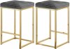 Nicola Counter Stool 906 Set of 2 Grey Velvet Fabric -Meridian