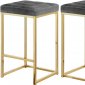 Nicola Counter Stool 906 Set of 2 Grey Velvet Fabric -Meridian