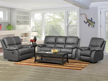 1415 Reclining Sofa in Dark Gray Half Leather by ESF w/Options [EFS-1415 Dark Gray]