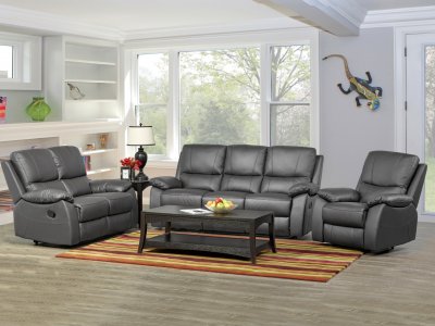 1415 Reclining Sofa in Dark Gray Half Leather by ESF w/Options