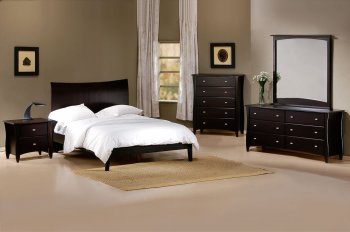 Dark Cappuccino Finish Contemporary Bedroom w/Flat Paneled Bed [JMBS-Domain]