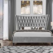 9097 Upholstered Bed in Silver by Global