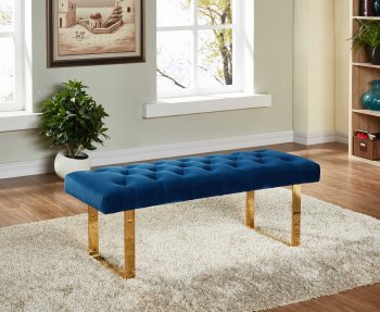 Ethan 114 Occasional Bench in Royal Navy Velvet by Meridian [MRBN-114Navy-Ethan]