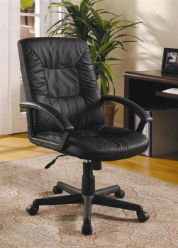 Black Plush Seating Office Chair w/Gas Lift & Padderd Arms [CROC-489-800212]