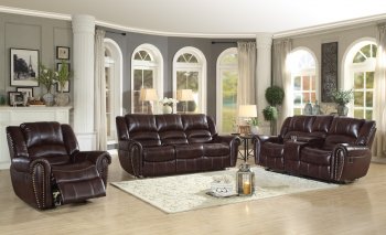 Center Hill Recliner Sofa 9668NDB in Dark Brown by Homelegance [HES-9668NDB-Center Hill]