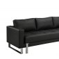 Black Faux Leather Contemporary Sofa Bed W/Tufted Seat