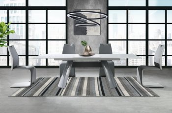 Beverly Hills Dining Table in White & Gray by Global w/Options [GFDS-Beverly Hills]