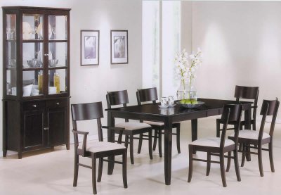 Deep Cappuccino Finish Modern Dining Table w/Optional Items