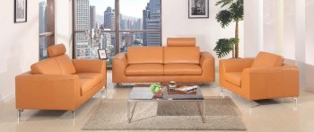 Angela Sofa & Loveseat in Camel Leather w/Options by Whiteline [WLS-Angela Camel]