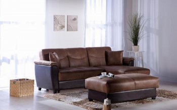 Two-Tone Microfiber Modern Sectional Sofa w/Optional Ottoman [IKSS-Aspen]