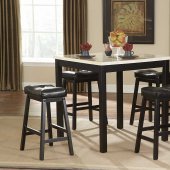 Black 5Pc Modern Counter Height Dining Set w/Faux Marble Top