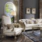 Dresden II Sofa 54875 in Bone PU & Gold Patina by Acme w/Options