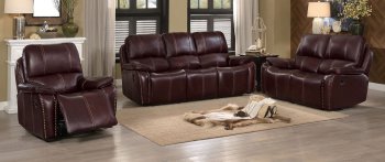 Haughton Reclining Sofa 8240 in Brown Leather by Homelegance [HES-8240 Haughton]