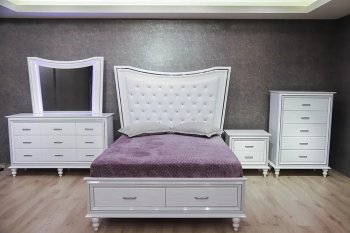 Tesla Bedroom Set 5Pc in White by FDF [FDBS-Tesla White]