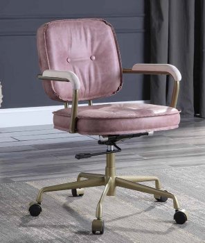 Siecross Office Chair OF00400 in Pink Top Grain Leather by Acme [AMOC-OF00400 Siecross]