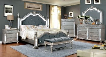 Azha Bedroom Set CM7194 in Silver & Charcoal w/Options [FABS-CM7194-Azha]