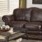 Dark Brown Leather Traditional Living Room w/Nail Head Trim