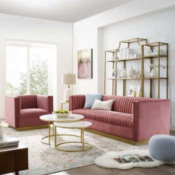 Sanguine Sofa in Dusty Rose Velvet Fabric by Modway w/Options [MWS-3405 Sanguine Dusty Rose]