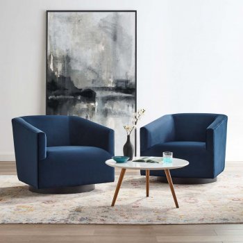 Twist Swivel Chair Set of 2 in Midnight Blue Velvet by Modway [MWAC-4427 Twist Midnight Blue]