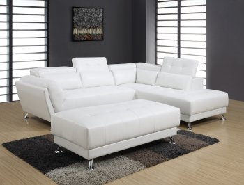 U8859 Sectional Sofa in White Bonded Leather by Global w/Options [GFSS-U8859-WH]