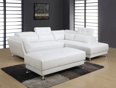 U8859 Sectional Sofa in White Bonded Leather by Global w/Options