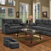 Black Fabric Modern Sofa & Loveseat Set w/Options