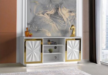 Shoshanna Media Console in White & Gold [SFMATV-Shoshanna White Gold]