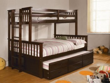 CM-BK458F-EXP University I Twin/Full Bunk Bed in Dark Walnut [FAKB-CM-BK458F-EXP University I]