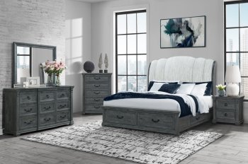 Rowan Bedroom in Gray by Global w/Storage Bed & Options [GFBS-Rowan Storage Gray]