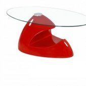 35C Coffee Table in Red w/Clear Glass Top by American Eagle