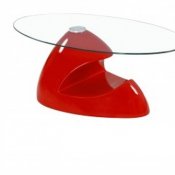 35C Coffee Table in Red w/Clear Glass Top by American Eagle
