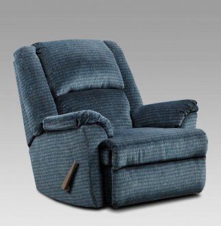 Navy Blue Fabric Modern Elegant Chaise Rocker Recliner