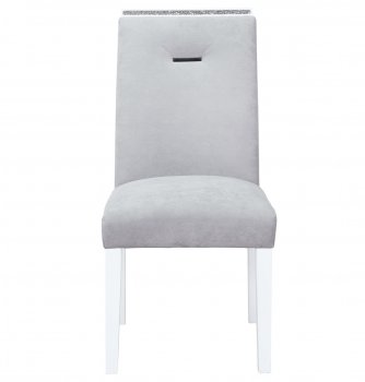 Monaco Dining Chairs Set of 4 in Light Gray Velvet by Global [GFDC-Monaco-DC-GRY/WHT]