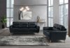 U6007 Sofa & Loveseat Set in Black Leather by Global w/Options