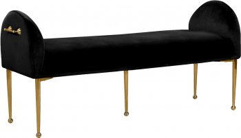 Owen Bench 144 in Black Velvet Fabric by Meridian [MRBN-144 Owen Black]