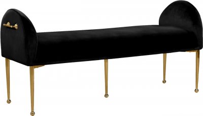 Owen Bench 144 in Black Velvet Fabric by Meridian